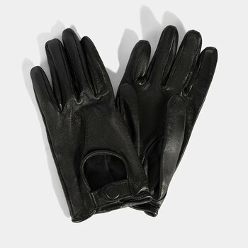 Kadın Siyah Tokalı Deri Eldiven