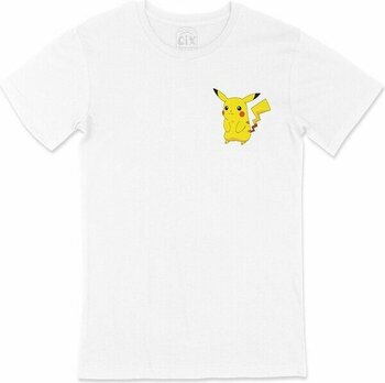 Cix Utangaç Pikachu Cep Logo Tasarımlı Beyaz Tişört - 4XL
