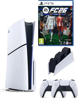 Sony Playstation 5 slim +2.kol dualsense + Şarj İstasyonu +Ps5 FC26 (İthalatçı Garantili )