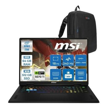 MSI Vector 18 Hx Aı Intel Core Ultra 9 275HX 64GB Ddr5 512GB SSD 12GB/RTX5070TI/140W 18" QHD+(2560X1600) 240Hz IPS Freedos Taşınabilir Bilgisayar A...
