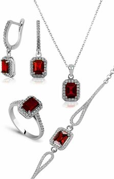 MODERN TAKI Baget Taşlı 4'lü Gümüş Takı Seti