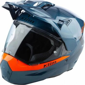 Klim X1 Alpha Carbon Concept Korumalı Adv Motosiklet Kaskı Mavi - Turuncu 2xl
