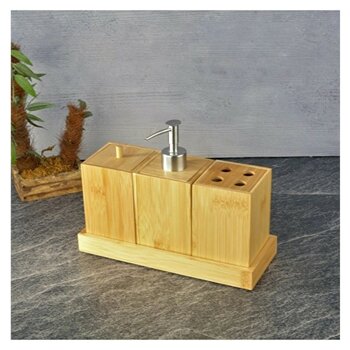 3 Adet  Tohana Bambu Banyo Seti 25X10X16 cm