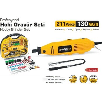 K&A  5260 Hobi Gravür Seti 130 Watt 211 Parça - 10 - 001-Renkli - 1 Adet