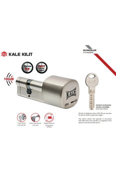 KALE Kilit Alarmlı Silindir 164 Asyn 76 Mm Saten Çelik Kapı Kilidi