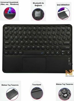 Redmi Pad Se 11 /redmi Pad Se 8.7 / Poco Pad 12.1 / Redmi Pad Pro Uyumlu Touch Pad Özellikli Bluetooth Klavye - Siyah