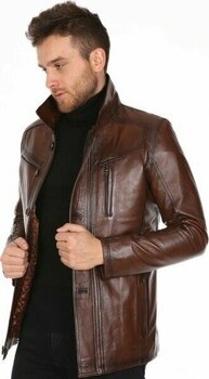 Derimont Deri Erkek Gömlek Yaka Kahve Deri Mont - S - Kahverengi