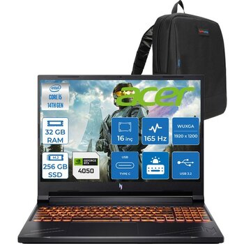Acer Nitro ANV16 Intel Core I5 14450HX 4.8ghz 32GB Ddr5 256GB SSD Freedos RTX4050 85W 6gb 16" IPS Wuxga (1920 x 1200) 165HZ Taşınabilir Bilgisayar ...