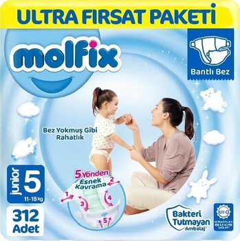 Molfix Bebek Bezi 5 Beden Ultra Fırsat Paketi 78x4 312 Adet 4'lü