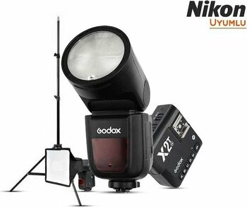 Godox V1 Nikon Flaş Full Set (flaş, Tetikleyici, Softbox, Tripod)