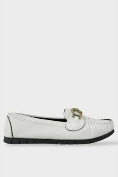 Liger Kadın Delikli Tokalı Babet Ayakkabı BEYAZ - 37