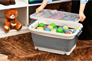 EAHOME Tekerlekli Katlanabilir Saklama Kutusu Oyuncak Kutusu 30 Lt