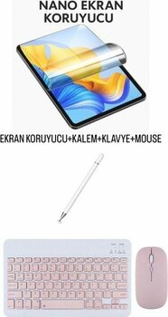 Huawei Matepad Se 11"  Uyumlu Ekran Koruyucu Klavye Mouse Set - Pembe