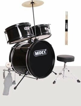 Midex Cd300X-BK Siyah Akustik Junior Çocuk Baterisi Davulu Seti