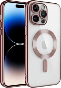 Case 4U Apple iPhone 13 Pro Kılıf Kamera Lens Korumalı Magsafe Şarj Kılıfı Şeffaf Renkli Yumuşak Demre Kapak Rose Gold