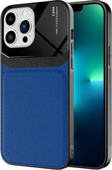 Kilifone - İphone Uyumlu İphone 13 Pro - Kılıf Deri Görünümlü Parlak Mika Tasarımlı Emiks Kapak - Lacivert Sadece Kılıf Olsun