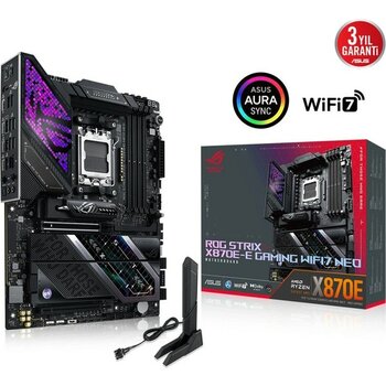 Asus Rog Strıx X870E-E Gamıng Wıfı7 Neo, 4xddr5,  5xm.2, Hdmı, Dp, Type-C, Pcıe 5.0, 2xwi-Fi 7, Bluetooth V5.4, Am5 Soket Gamıng Anakart