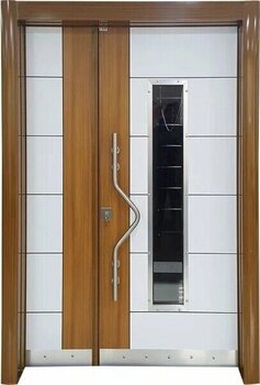 Ahşap Desenli Apartman Girişi Çelik Kapı