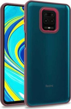 Kzy Xiaomi Redmi Note 9 Pro Kapak Metal Kamera Korumalı Arkası Şeffaf Silikon Kılıf - Kırmızı