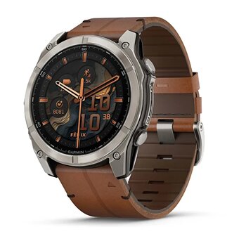 Garmin Fenix 8 51 MM Amoled Sapphire Karbon Gri DLC Deri Kayışlı Akıllı Saat
