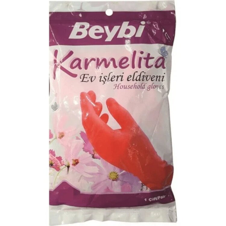 Beybi Karmelita Kırmızı 7.5 Lateks Ev İşleri Eldiveni