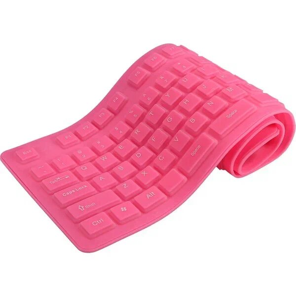 Buyfun 108 Tuş USB Pembe Esnek Katlanabilir Klavye
