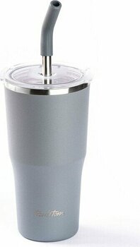 Tantitoni 024-01-GRİ 2 Kapaklı Çift Katmanlı Pipetli Termos Bardak 530ML - Gri