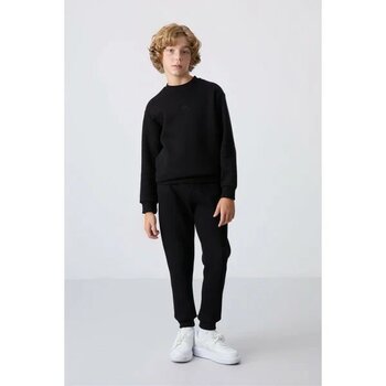 Tommy Life Pamuklu Kalın İçi Tüylü Yumuşak Dokulu Standart Fit Nakışlı 10–11 Siyah Erkek Çocuk Eşofman Takım