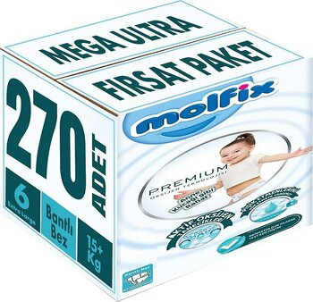 Molfix Premium 6 Numara Extra Large 54'lü 5 Adet Bebek Bezi