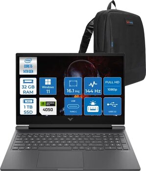 Hp Victus 16-R1708nt Intel Core I5 14450Hx 32Gb Ddr5 1Tb Ssd Rtx4050 6Gb 16.1" Ips Fhd (1920 X 1080) 144Hz 300Nıt Windows 11 Home Taşınabilir Bilgisayar Bl6w5eah13 + Zetta Çanta