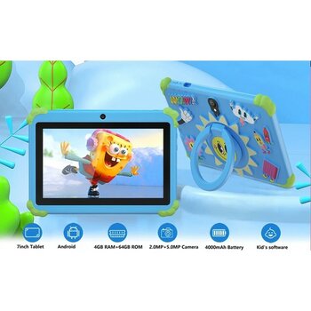 WİderMarkt Çocuk Tableti / Android 7 Inç- IPS Ekran Eğitici Oyunlu- Kılıflı Tablet - Mavi