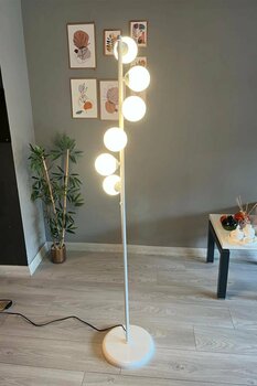 Bamyum Beyaz Lambader Modern Dekoratif Metal Oturma Odası Çalışma Odası Zemin Lambası