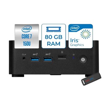 Msı Cubı Nuc Intel Core 7 150U 80Gb Ddr5 512Gb Ssd Iris Xe Graphics Freedos Mini Bilgisayar 1M012beuf21 + Zettausbbellek