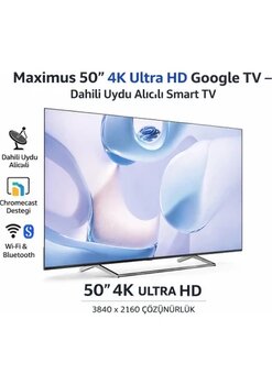 Maximus Uha 50 M9p 4K Ultra Hd 50" 127 Ekran Uydu Alıcılı Google Smart Led Tv