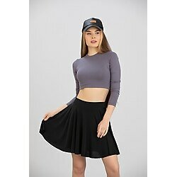 Dream Style Kadın Siyah Beli Lastikli Volanlı Kloş İçi Şortlu Etek
