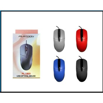 Platoon PL-1903 Kablolu Kırmızı Karma  Mouse Fare - Beyaz - Siyah