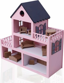 Özka Hobi Ahşap Özka Boyalı Barbie Evi (Ham Aksesuarlı)