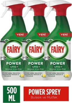 FairyPower Sprey 3’ü 1 Arada Bulaşık ve Mutfak 500 ml 3 Adet Fairy Sprey 500