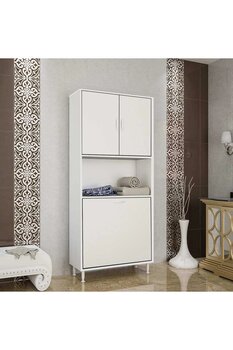Modilayn Bella Kirli Çamaşır Sepetli Çok Amaçlı Dolap Banyo Dolabı 75x160x32,5 Cm