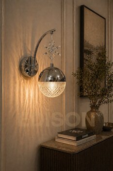 Edison Duvar Apliği LED Gümüş Modern Küre Tasarım 3 Renkli Dekoratif Şık Aydınlatma Modeli