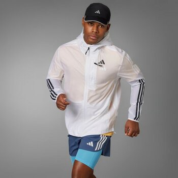 Adidas Performance IQ3845 Own The Run 3-Stripes Jacket - Beyaz - S
