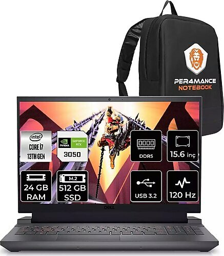 Dell G15 5530 G55302401005u 15.6 inç Intel Core i7 13650HX 24 GB 512 GB SSD NVIDIA RTX 3050 FreeDOS