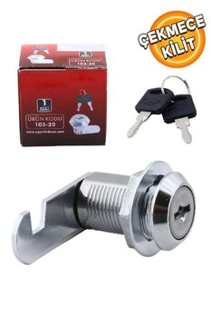 Badem10 Mandallı Çekmece Kilidi 2 Anahtarlı Metal Mobilya Dolap Pano Kilidi