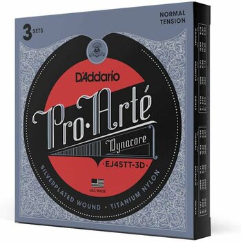 D'Addario EJ45TT Pro-Arte DynaCore Saiten für klassische Gitarre, Diskantsaiten aus Titan, normale Spannung, 3 Sätze