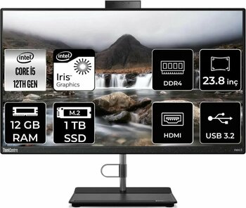 Lenovo Thinkcentre Neo 30a İ5 1235u 12gb Ram 1tb Ssd 23.8" Fhd Fdos All In One Pc 12ce004ktx