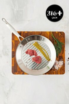 Karaca 3ply Powersteel 316 Çelik Indüksiyon Tabanlı Grill Tava 28 Cm