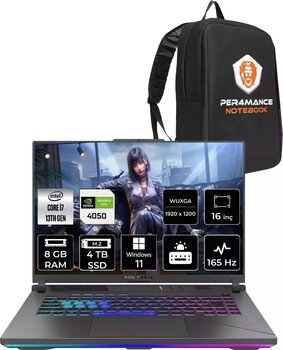 Asus Rog Strix G16 İ7-13650Hx 8Gb 4Tb Ssd Rtx4050/6Gb 140W 165Hz 16" Wuxga W11H N3195 & Per4 Çanta