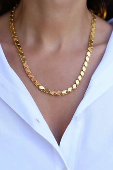 Yenigün Kuyumculuk 14 Ayar Altın Pullu Zincir 6 mm