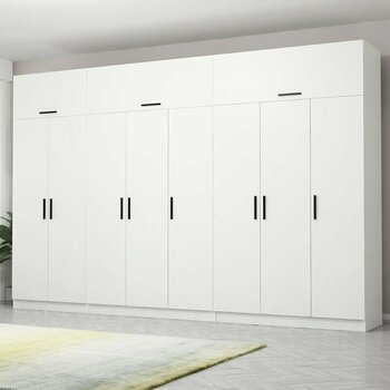 Minar Kale 8 Kapaklı 4 Çekmeceli Dolap Ve Yüklük Beyaz 255cm Beyaz