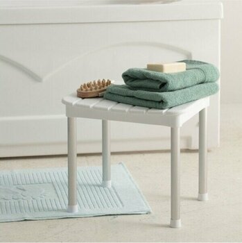 Beyaz Okaliptus Banyo Taburesi, Şık ve Kullanışlı Tasarım. - Seçenek 1